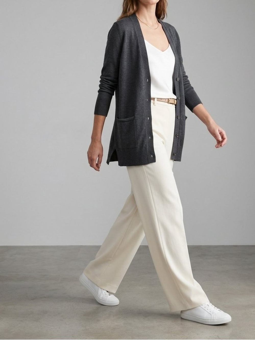 GAP Charcoal Button-Front Women's Cardigan